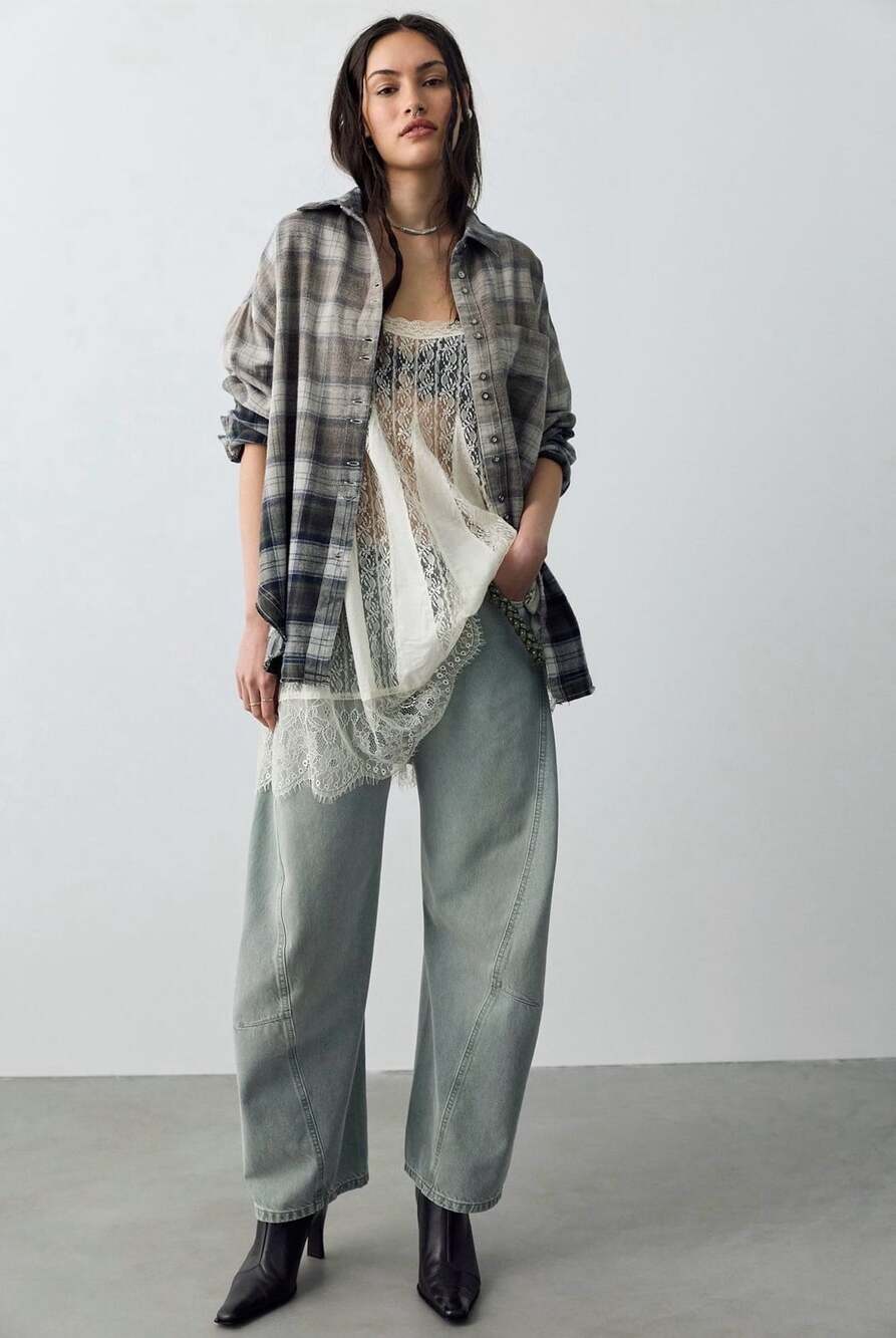 We The Free Lexi Plaid Shirt Multi Cotton Size Large NWT